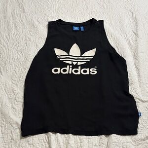 adidas Black sheer Tank with White Trefoil Graphic